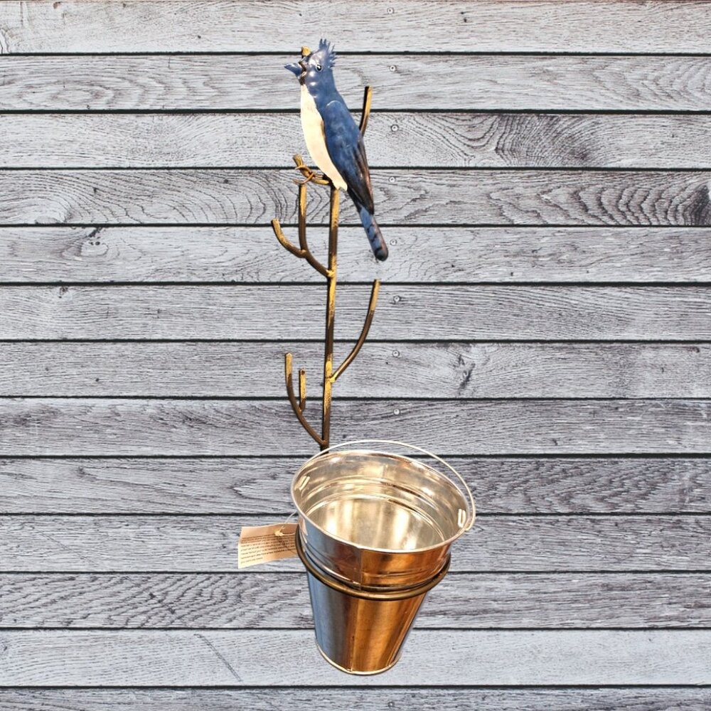 Blue Jay Bird Metal Wall Hanger - Plant - Accessories - Crafts